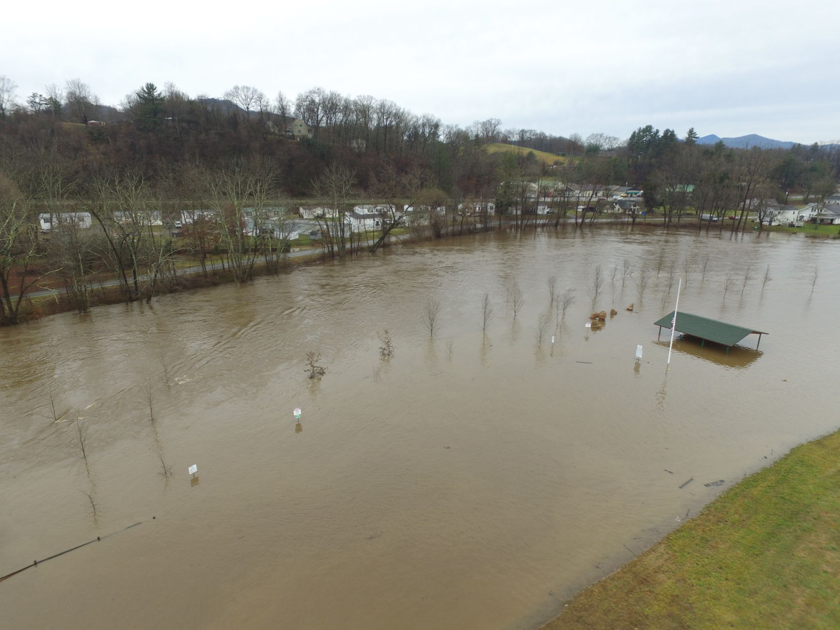 The Pigeon River out of its banks